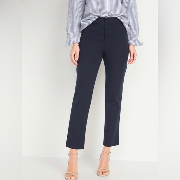 NWT! Old Navy High-Waisted Pixie Straight Ankle Pants Navy - Multiple 💙 - Picture 1 of 8